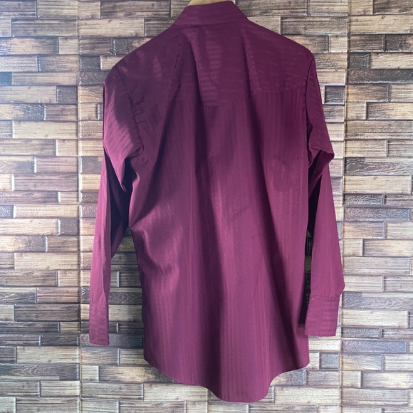 Mens Medium Ely Cattleman Burgundy Pearl Snap Western Button Down - Picture 3 of 13